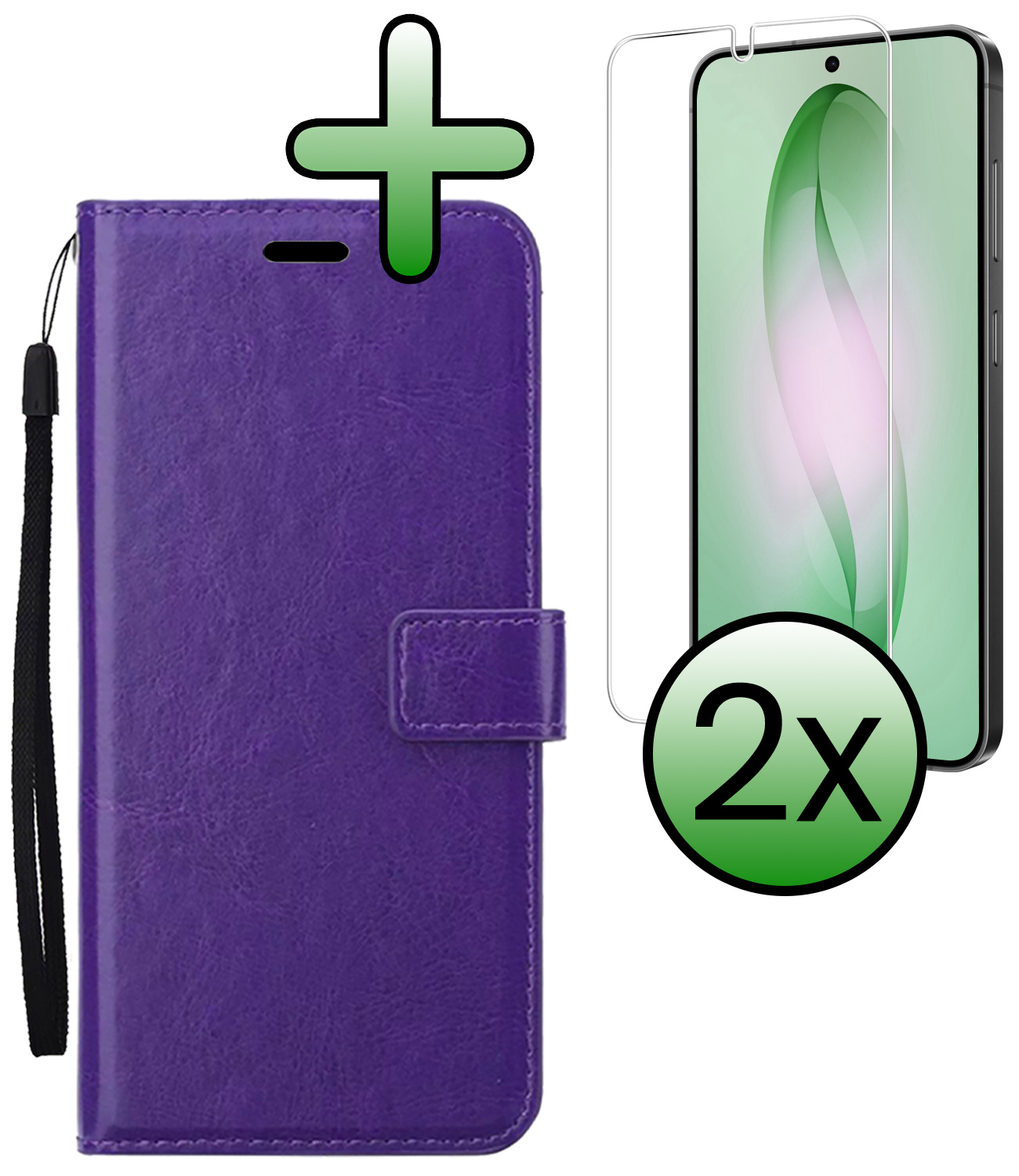 BASEY. BASEY. Samsung Galaxy S26 Plus Hoesje Bookcase Met 2x Screenprotector - Paars