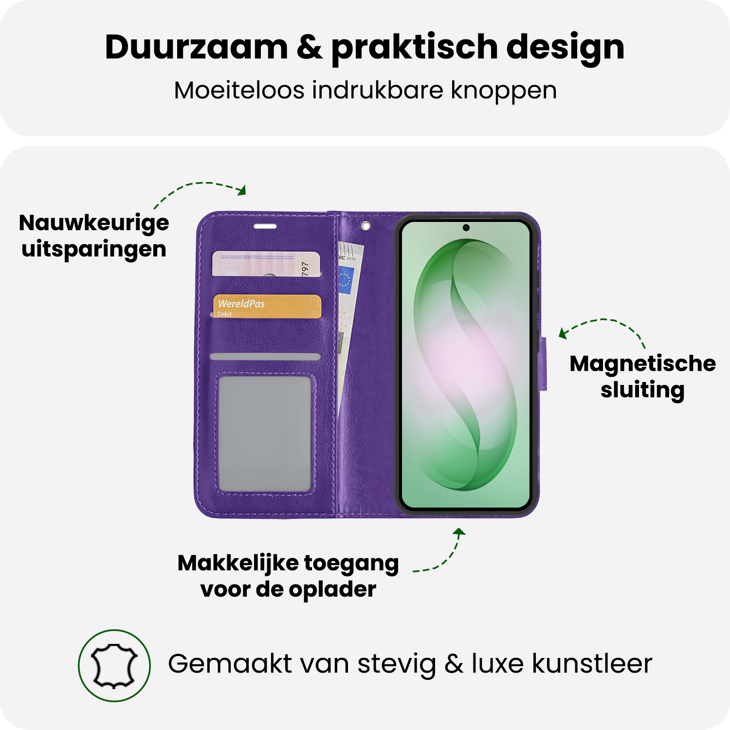 BASEY. BASEY. Samsung Galaxy S26 Plus Hoesje Bookcase Met 2x Screenprotector - Paars