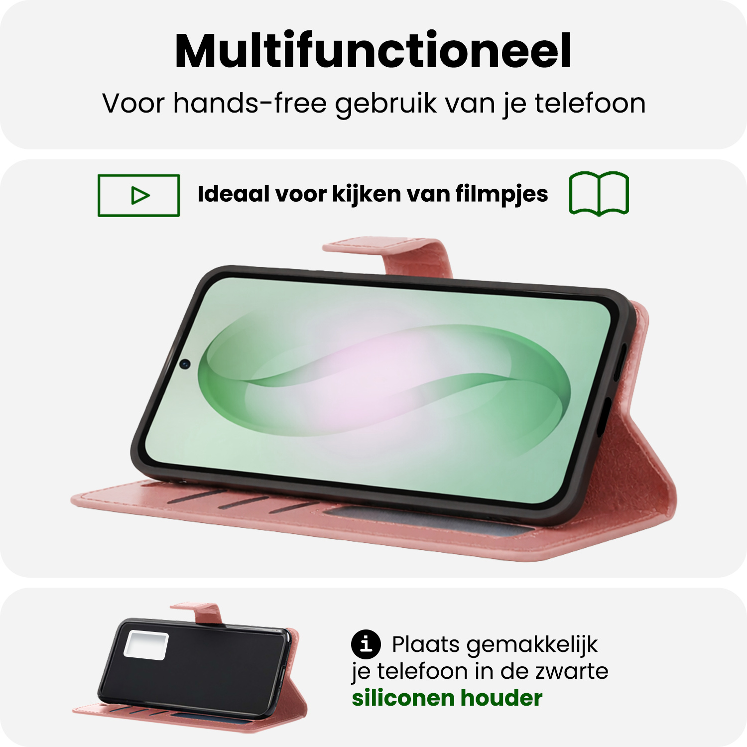 BASEY. BASEY. Samsung Galaxy S26 Plus Hoesje Bookcase Met 2x Screenprotector - Rose Goud