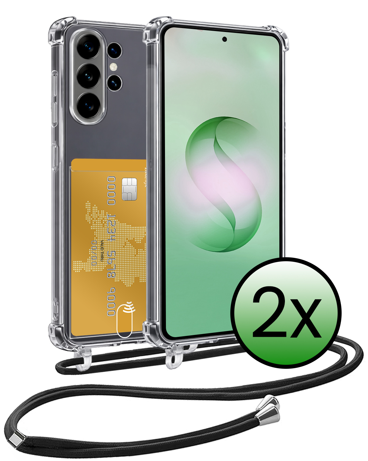 BASEY. BASEY. Samsung Galaxy S26 Ultra Hoesje Pashouder met Koord - 2 PACK