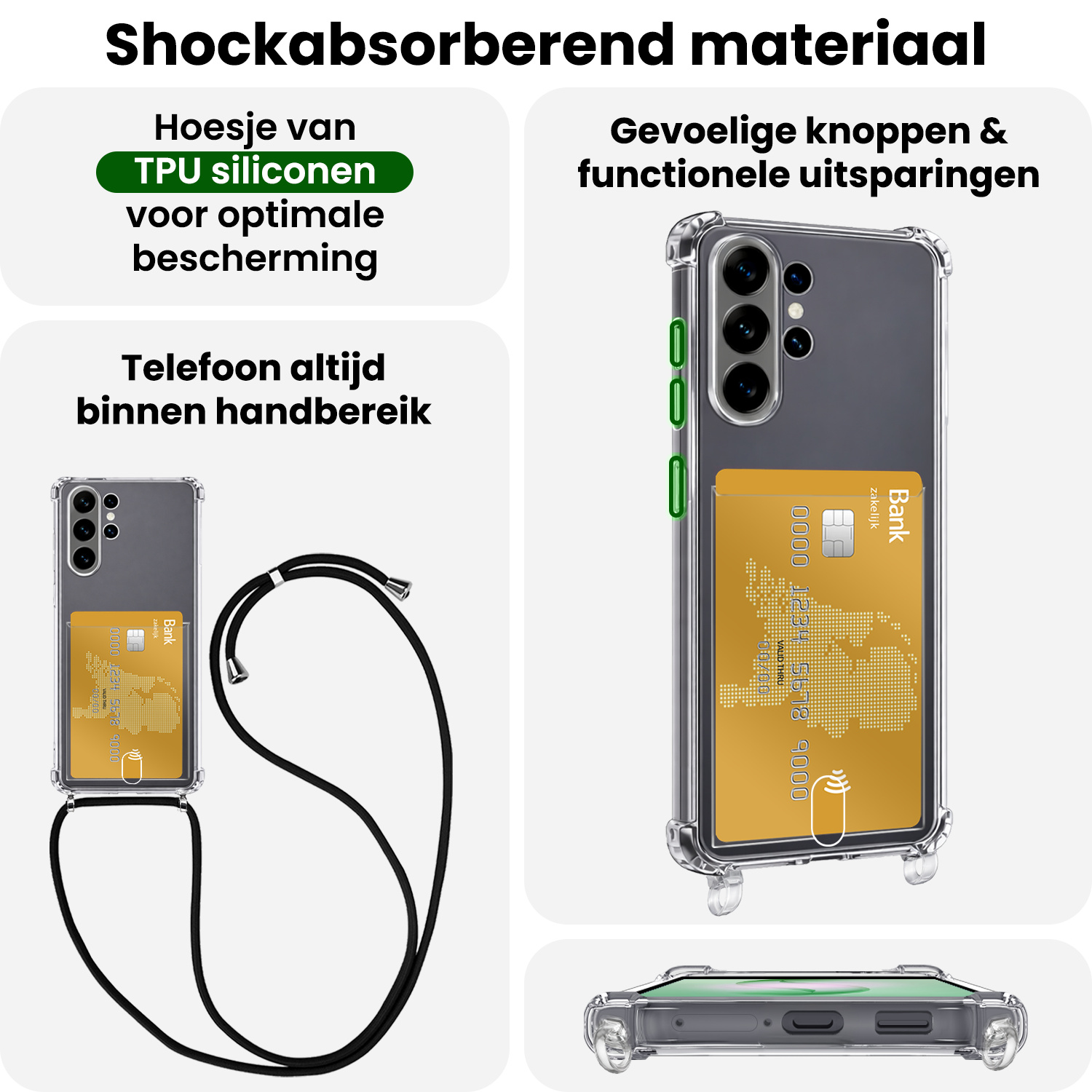 BASEY. BASEY. Samsung Galaxy S26 Ultra Hoesje Pashouder met Koord Met Screenprotector