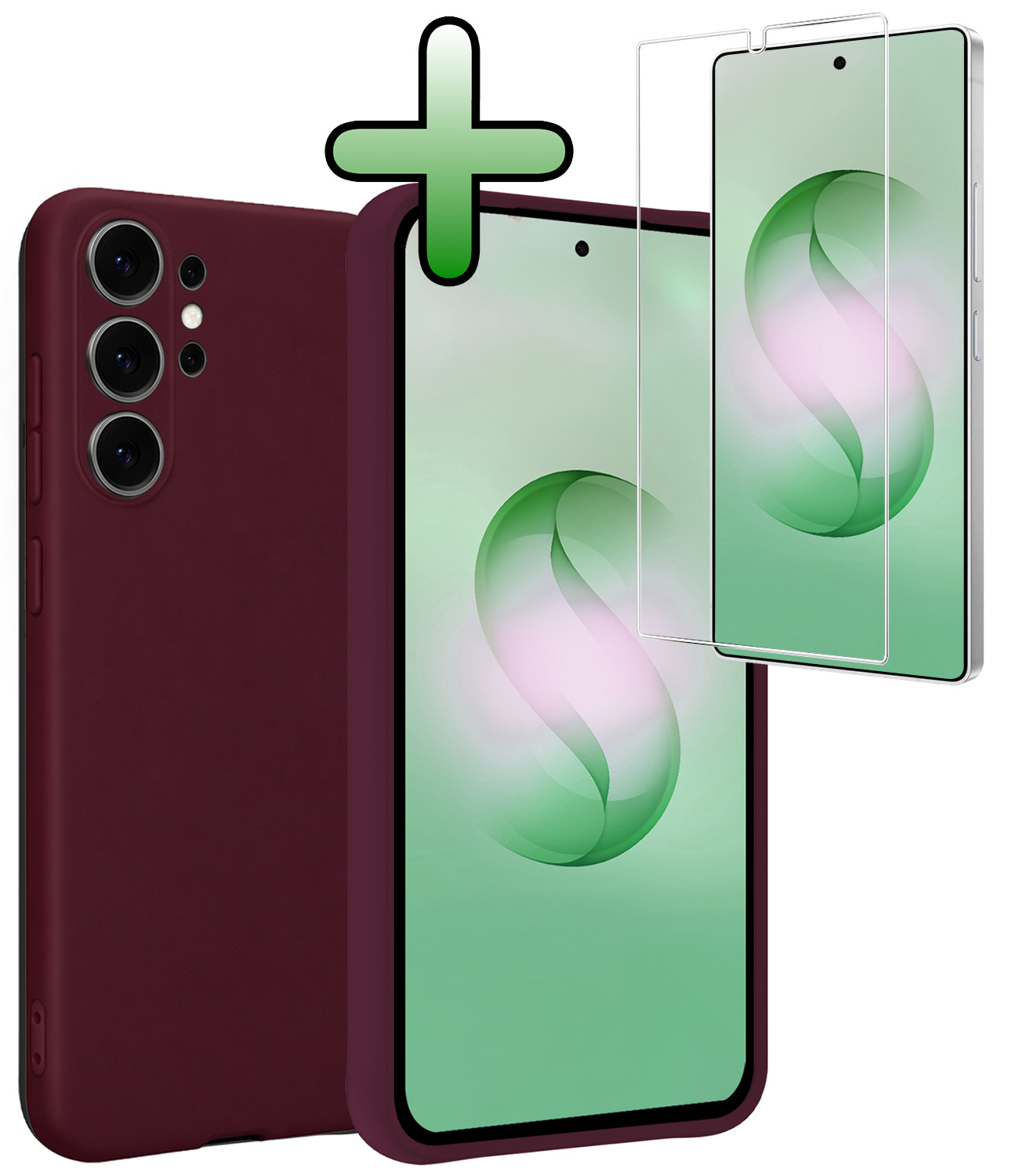 BASEY. BASEY. Samsung Galaxy S26 Ultra Hoesje Siliconen Met Screenprotector - Aubergine