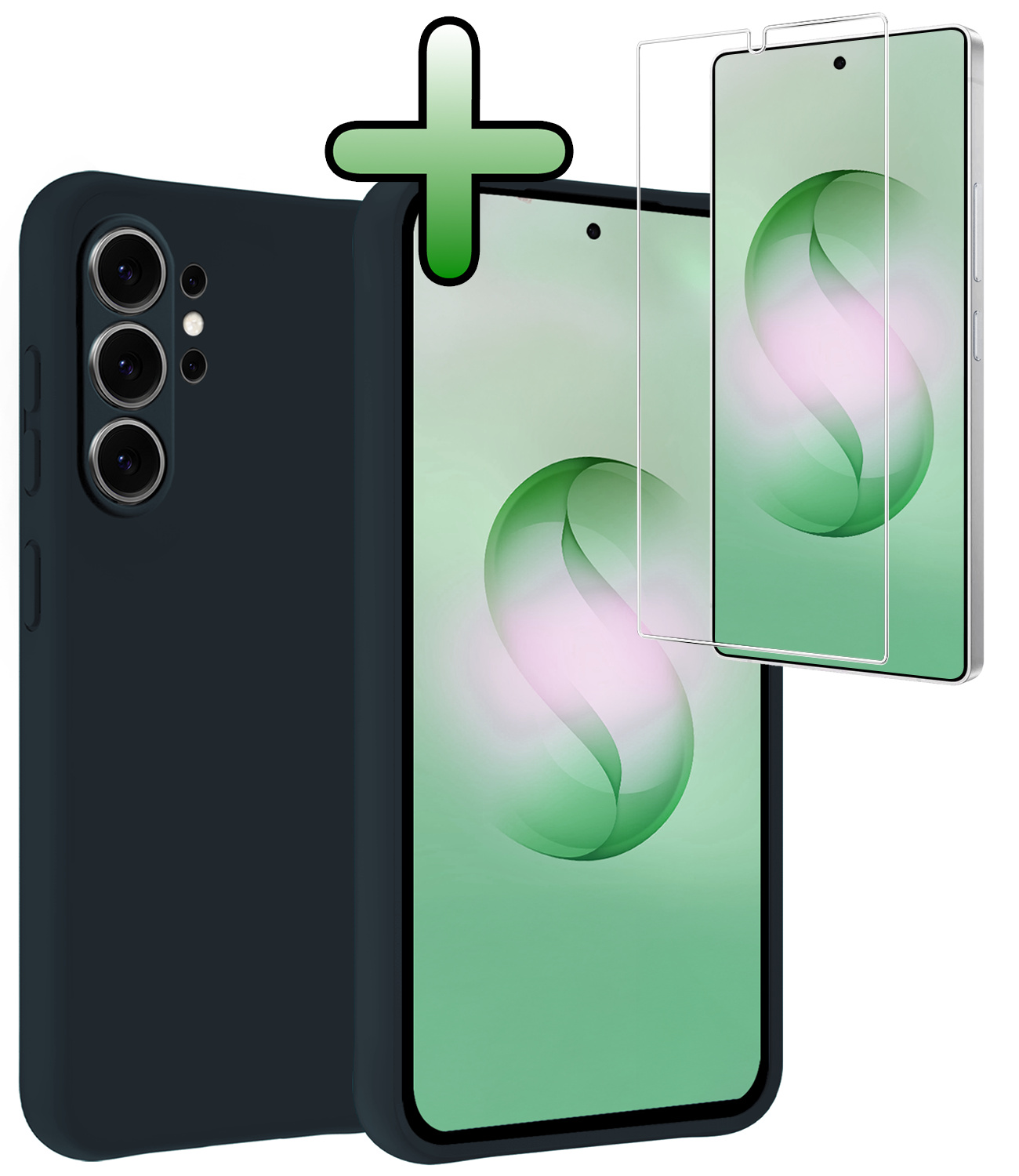 BASEY. BASEY. Samsung Galaxy S26 Ultra Hoesje Siliconen Met Screenprotector - Donkerblauw