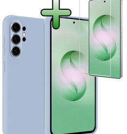 BASEY. BASEY. Samsung Galaxy S26 Ultra Hoesje Siliconen Met Screenprotector - Lichtblauw