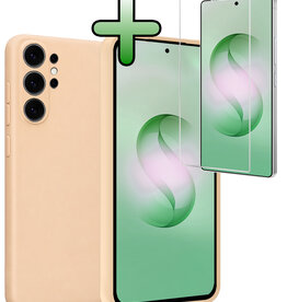 BASEY. BASEY. Samsung Galaxy S26 Ultra Hoesje Siliconen Met Screenprotector - Zand