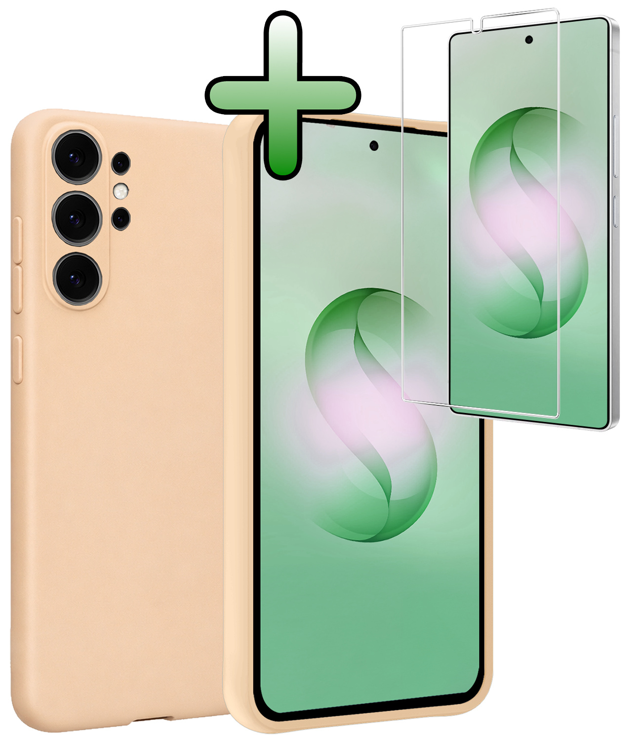 BASEY. BASEY. Samsung Galaxy S26 Ultra Hoesje Siliconen Met Screenprotector - Zand