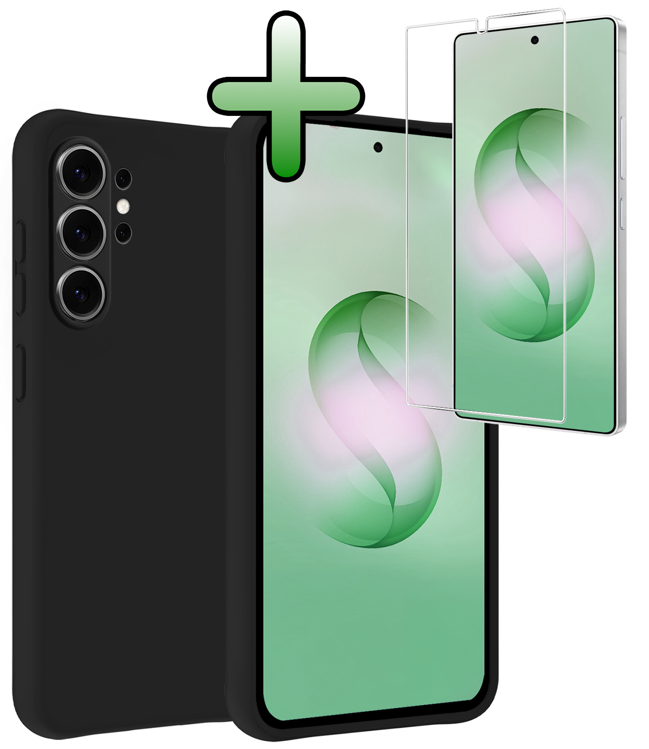 BASEY. BASEY. Samsung Galaxy S26 Ultra Hoesje Siliconen Met Screenprotector - Zwart