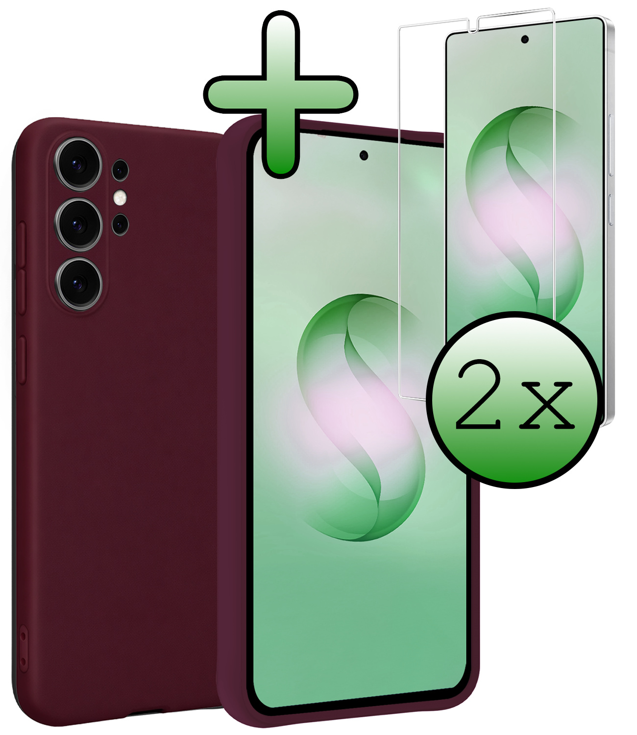 BASEY. BASEY. Samsung Galaxy S26 Ultra Hoesje Siliconen Met 2x Screenprotector - Aubergine