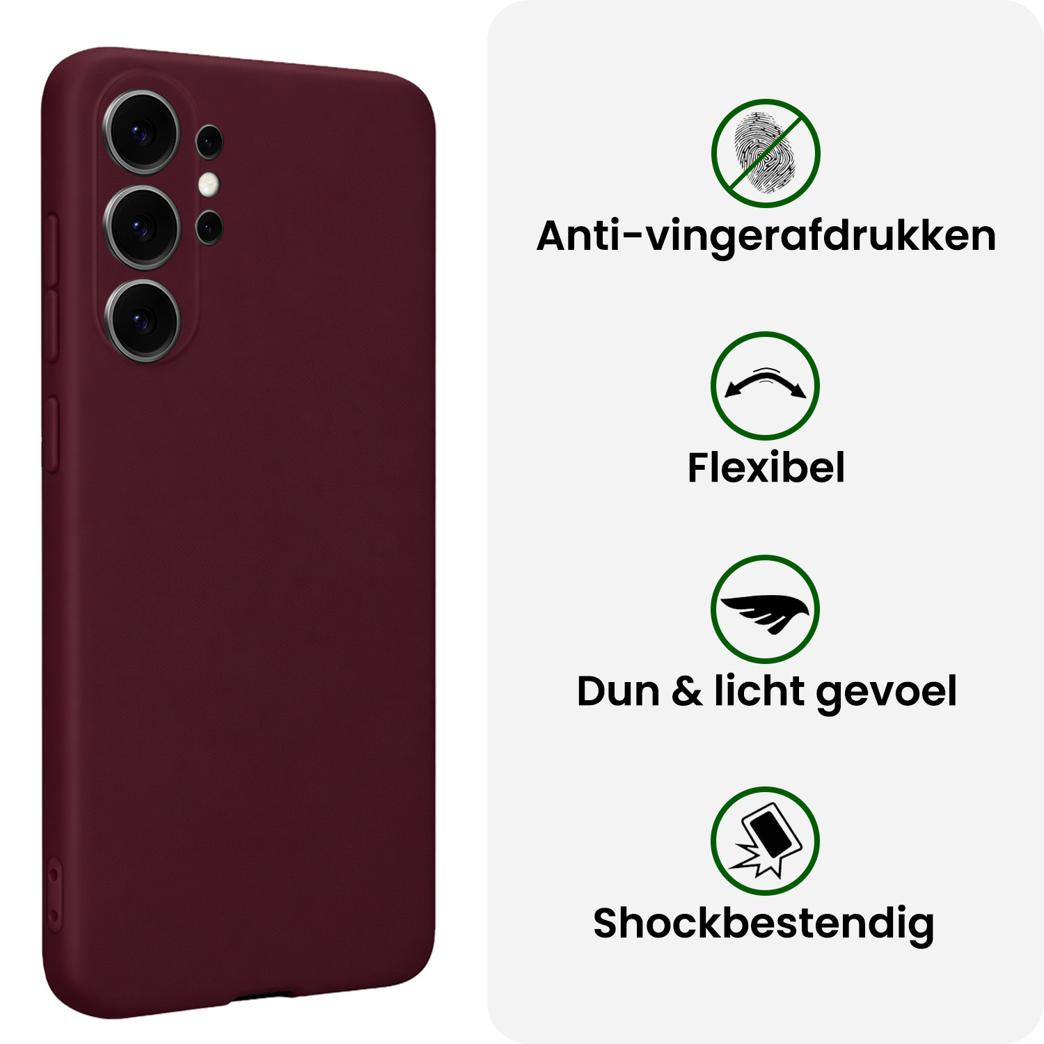 BASEY. BASEY. Samsung Galaxy S26 Ultra Hoesje Siliconen Met 2x Screenprotector - Aubergine