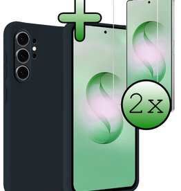 BASEY. BASEY. Samsung Galaxy S26 Ultra Hoesje Siliconen Met 2x Screenprotector - Donkerblauw