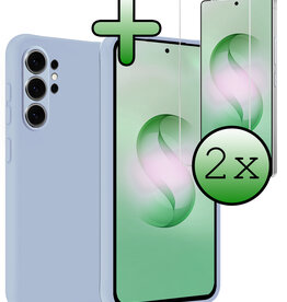 BASEY. BASEY. Samsung Galaxy S26 Ultra Hoesje Siliconen Met 2x Screenprotector - Lichtblauw