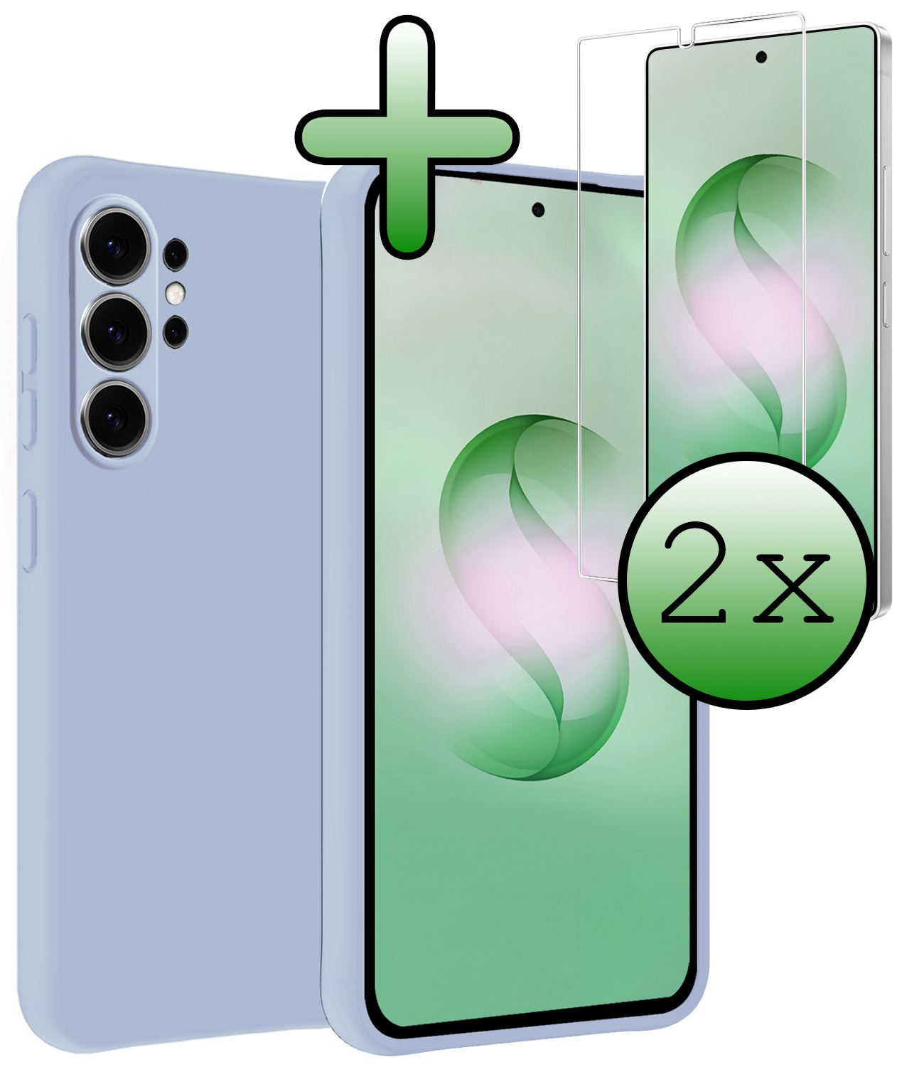 BASEY. BASEY. Samsung Galaxy S26 Ultra Hoesje Siliconen Met 2x Screenprotector - Lichtblauw