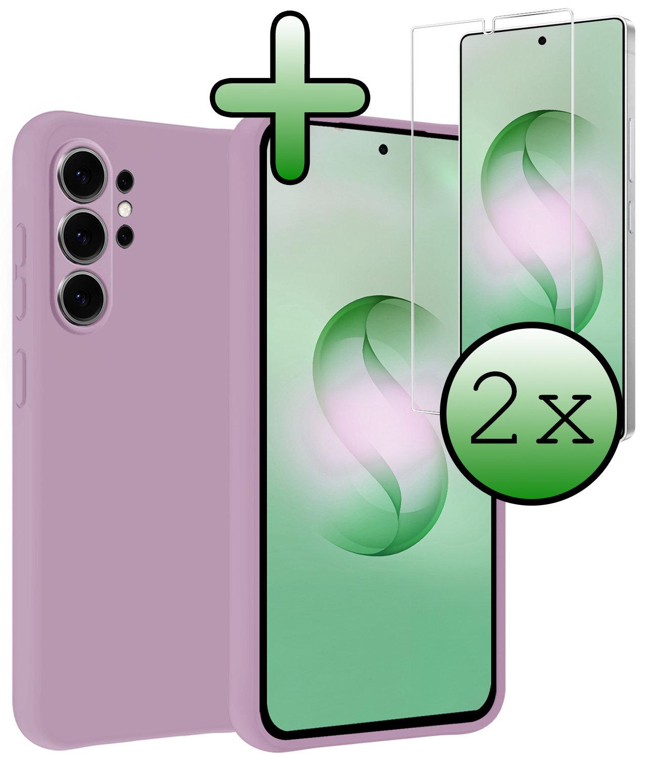 BASEY. BASEY. Samsung Galaxy S26 Ultra Hoesje Siliconen Met 2x Screenprotector - Lila