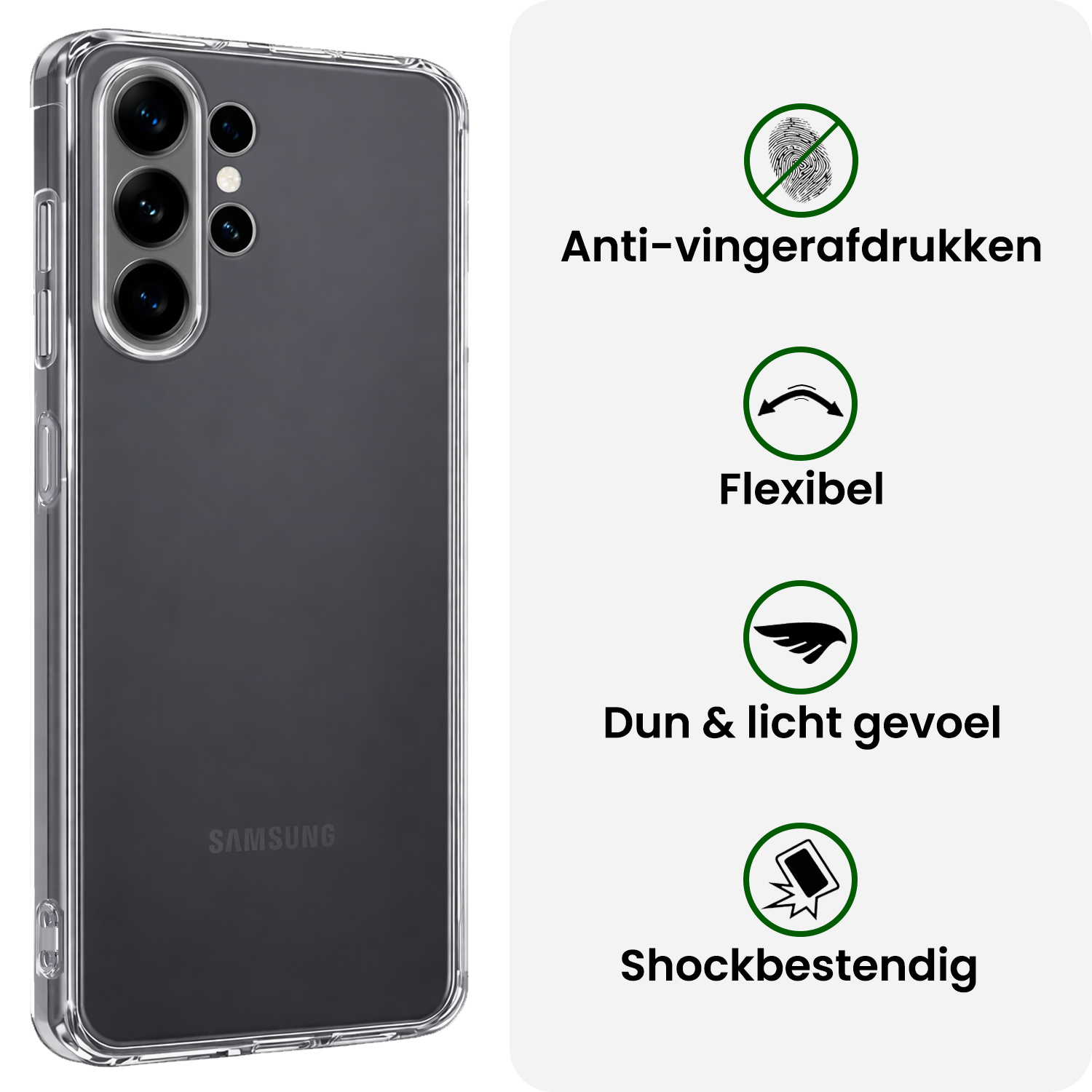 BASEY. BASEY. Samsung Galaxy S26 Ultra Hoesje Siliconen Met 2x Screenprotector - Transparant