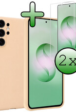 BASEY. BASEY. Samsung Galaxy S26 Ultra Hoesje Siliconen Met 2x Screenprotector - Zand