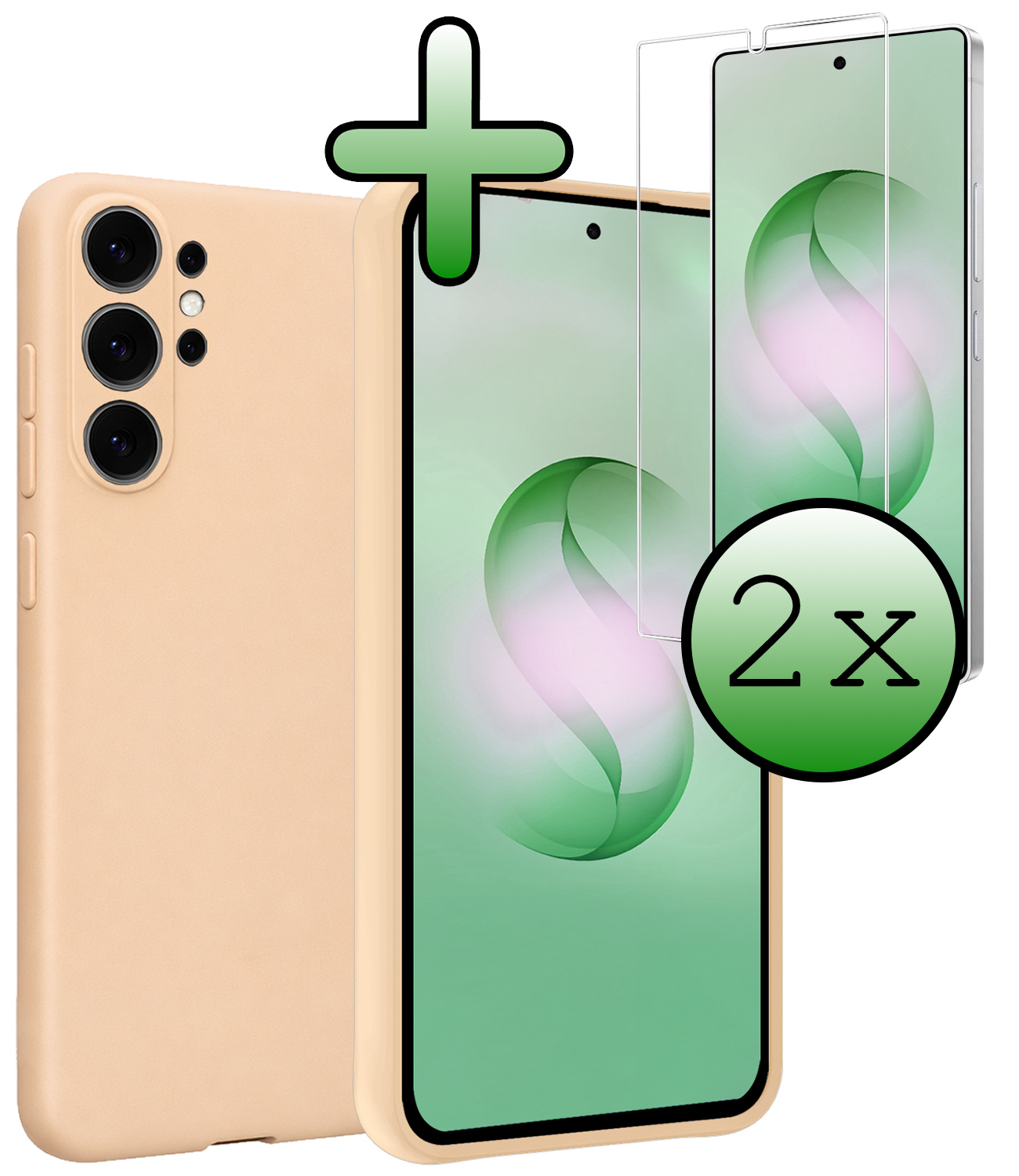 BASEY. BASEY. Samsung Galaxy S26 Ultra Hoesje Siliconen Met 2x Screenprotector - Zand