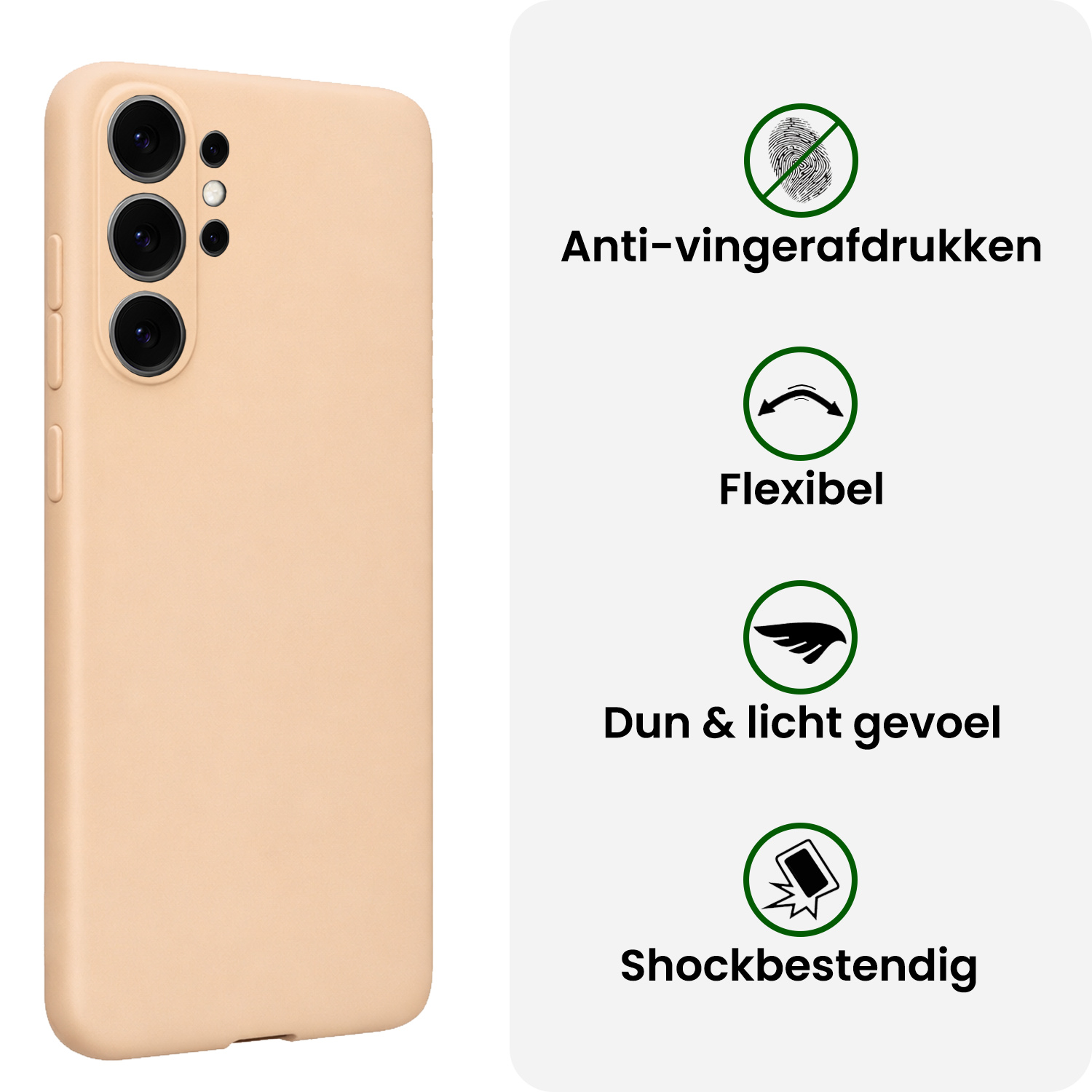 BASEY. BASEY. Samsung Galaxy S26 Ultra Hoesje Siliconen Met 2x Screenprotector - Zand