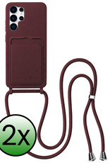 BASEY. BASEY. Samsung Galaxy S26 Ultra Hoesje Pashouder met Koord - Aubergine - 2 PACK