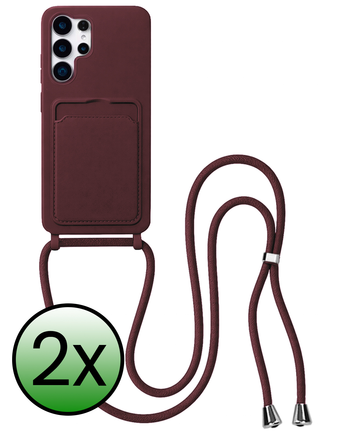 BASEY. BASEY. Samsung Galaxy S26 Ultra Hoesje Pashouder met Koord - Aubergine - 2 PACK