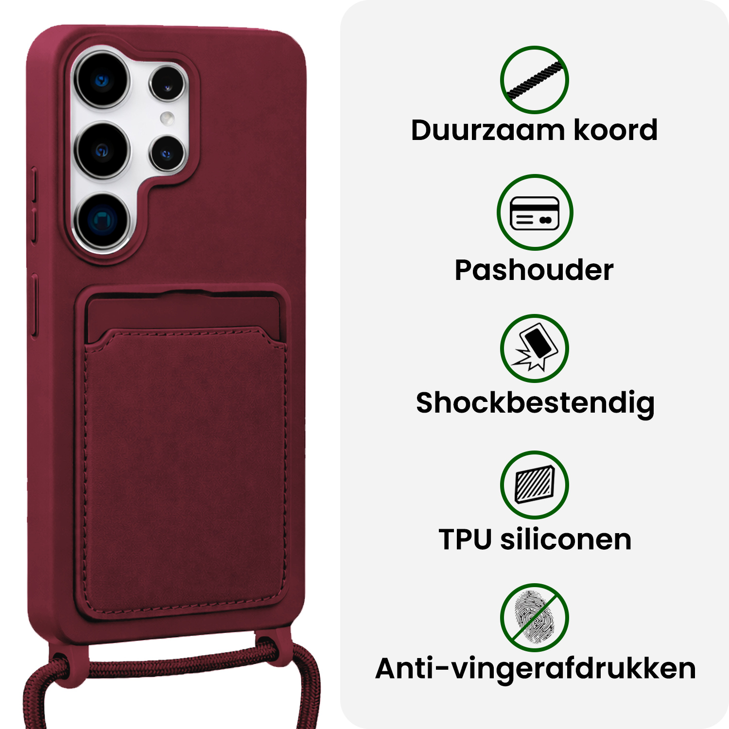 BASEY. BASEY. Samsung Galaxy S26 Ultra Hoesje Pashouder met Koord - Aubergine - 2 PACK