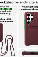 BASEY. BASEY. Samsung Galaxy S26 Ultra Hoesje Pashouder met Koord Met Screenprotector - Aubergine