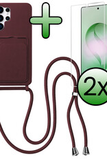 BASEY. BASEY. Samsung Galaxy S26 Ultra Hoesje Pashouder met Koord Met 2x Screenprotector - Aubergine