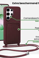 BASEY. BASEY. Samsung Galaxy S26 Ultra Hoesje Pashouder met Koord Met 2x Screenprotector - Aubergine