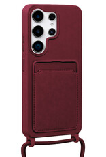 BASEY. BASEY. Samsung Galaxy S26 Ultra Hoesje Pashouder met Koord Met 2x Screenprotector - Aubergine