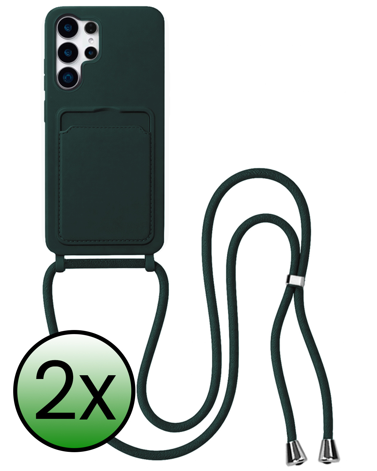 BASEY. BASEY. Samsung Galaxy S26 Ultra Hoesje Pashouder met Koord - Donkergroen - 2 PACK