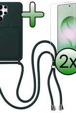 BASEY. BASEY. Samsung Galaxy S26 Ultra Hoesje Pashouder met Koord Met 2x Screenprotector - Donkergroen
