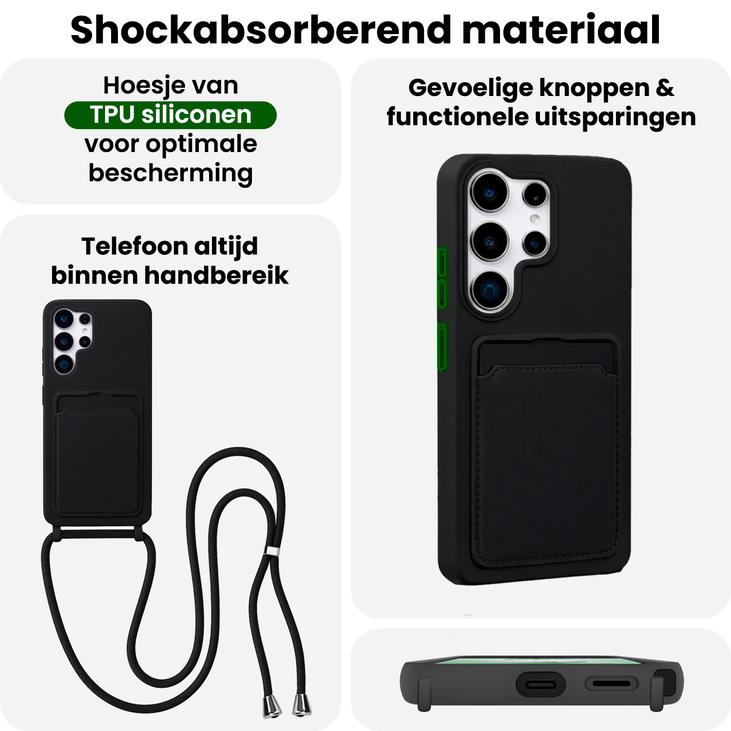 BASEY. BASEY. Samsung Galaxy S26 Ultra Hoesje Pashouder met Koord - Zwart