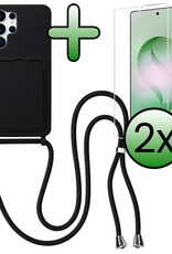 BASEY. BASEY. Samsung Galaxy S26 Ultra Hoesje Pashouder met Koord Met 2x Screenprotector - Zwart