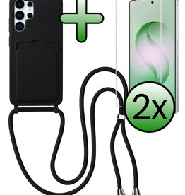 BASEY. BASEY. Samsung Galaxy S26 Ultra Hoesje Pashouder met Koord Met 2x Screenprotector - Zwart