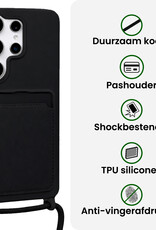 BASEY. BASEY. Samsung Galaxy S26 Ultra Hoesje Pashouder met Koord Met 2x Screenprotector - Zwart