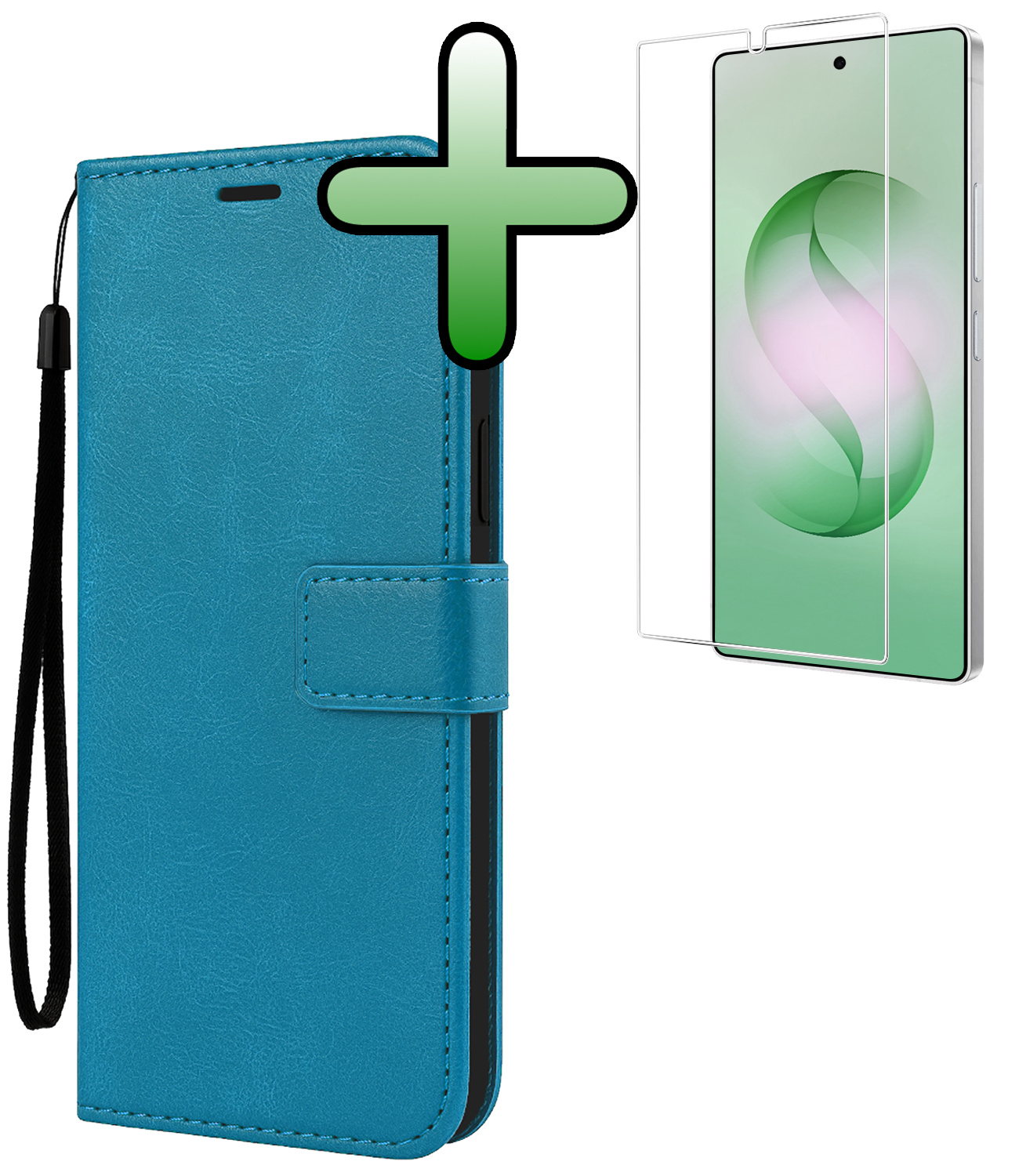 BASEY. BASEY. Samsung Galaxy S26 Ultra Hoesje Bookcase Met Screenprotector - Turquoise