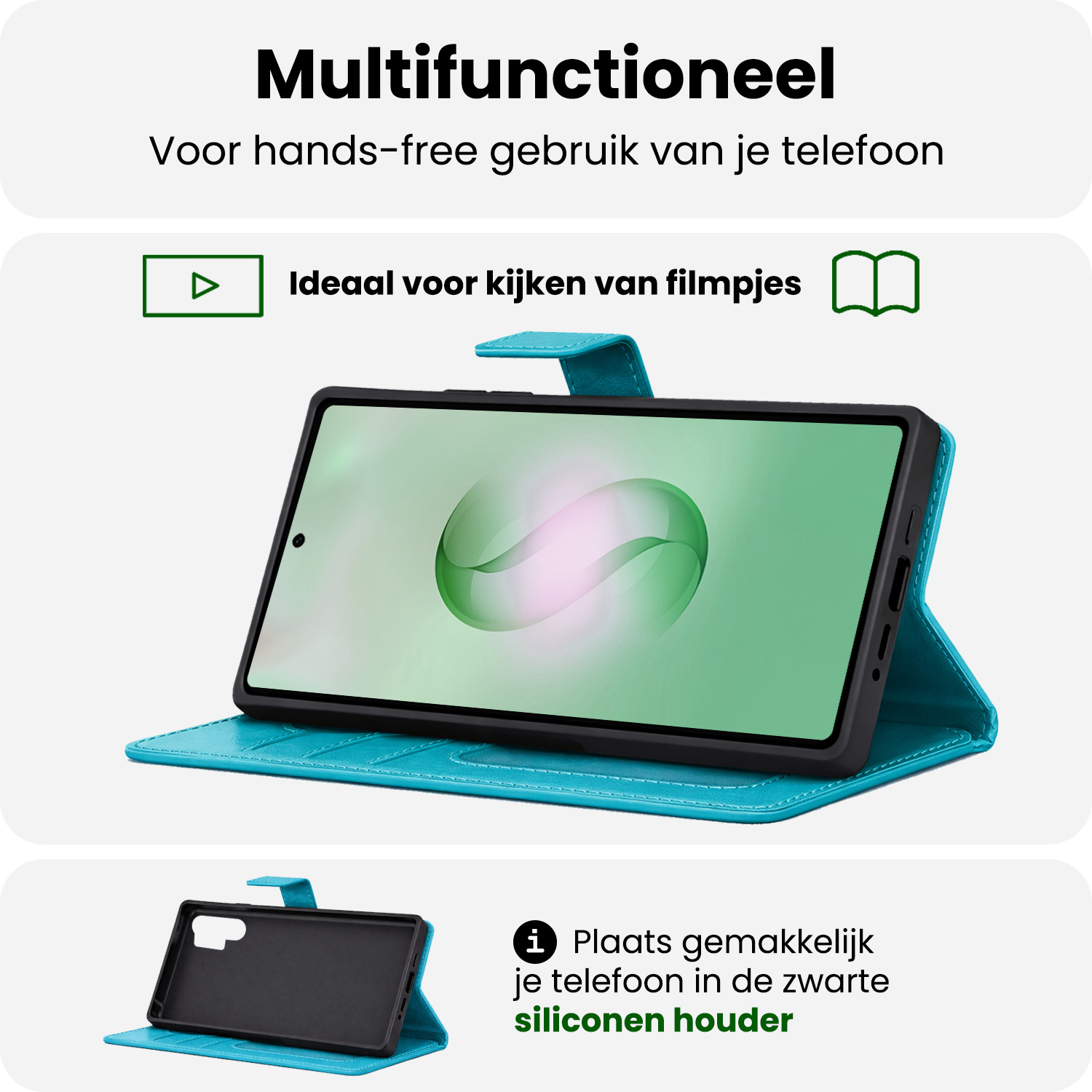 BASEY. BASEY. Samsung Galaxy S26 Ultra Hoesje Bookcase Met Screenprotector - Turquoise