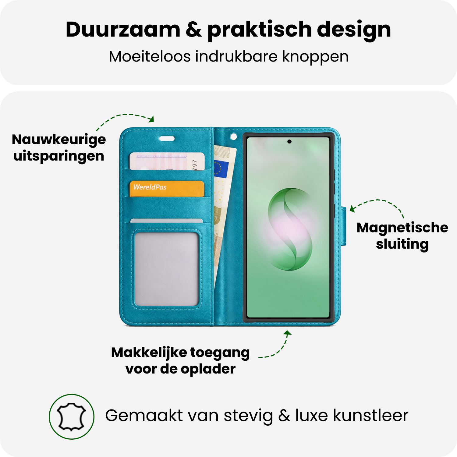 BASEY. BASEY. Samsung Galaxy S26 Ultra Hoesje Bookcase Met Screenprotector - Turquoise