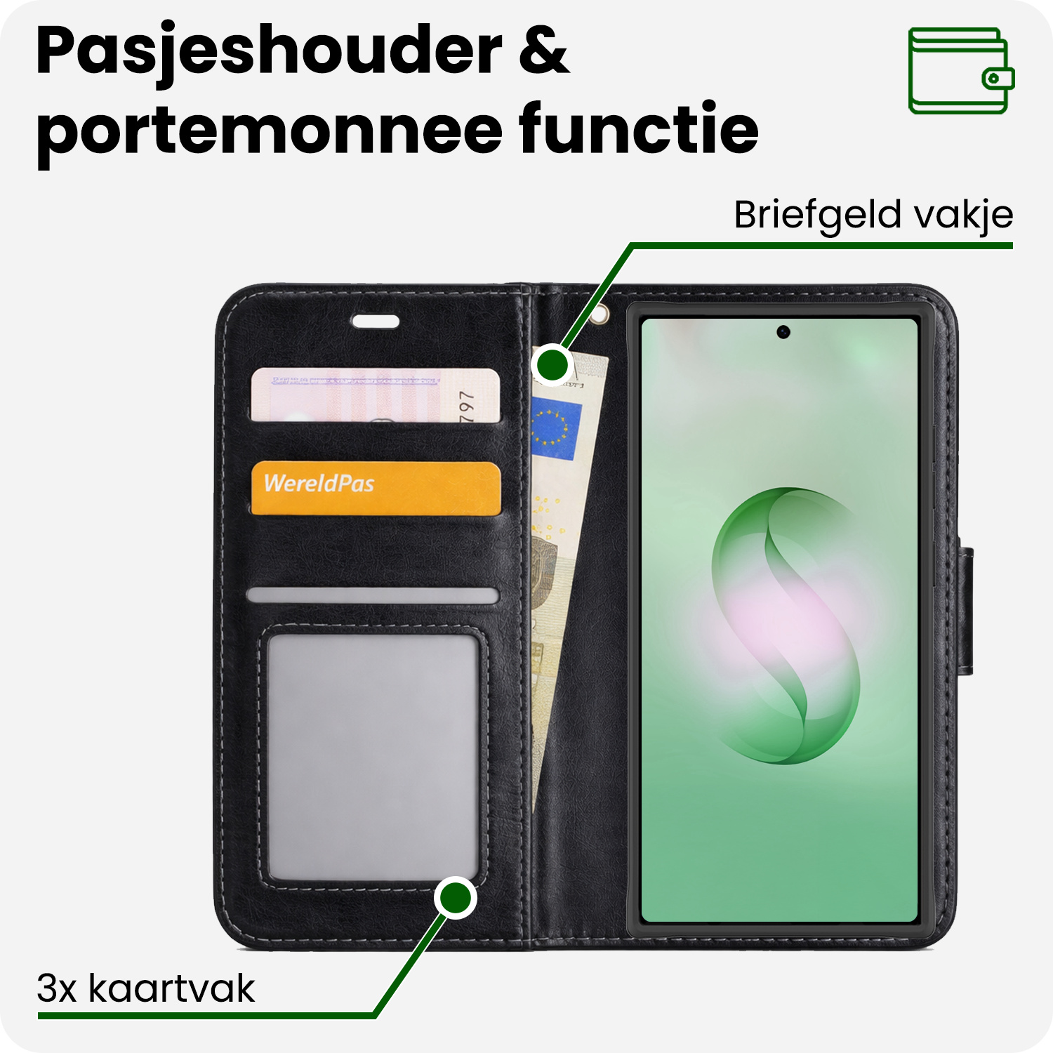 BASEY. BASEY. Samsung Galaxy S26 Ultra Hoesje Bookcase Met Screenprotector - Zwart