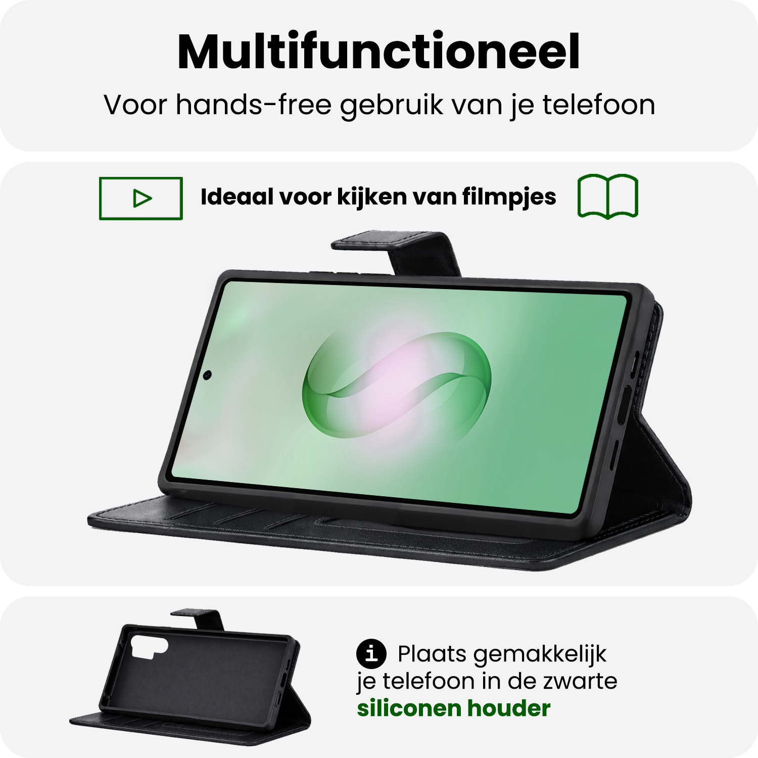 BASEY. BASEY. Samsung Galaxy S26 Ultra Hoesje Bookcase Met 2x Screenprotector - Zwart