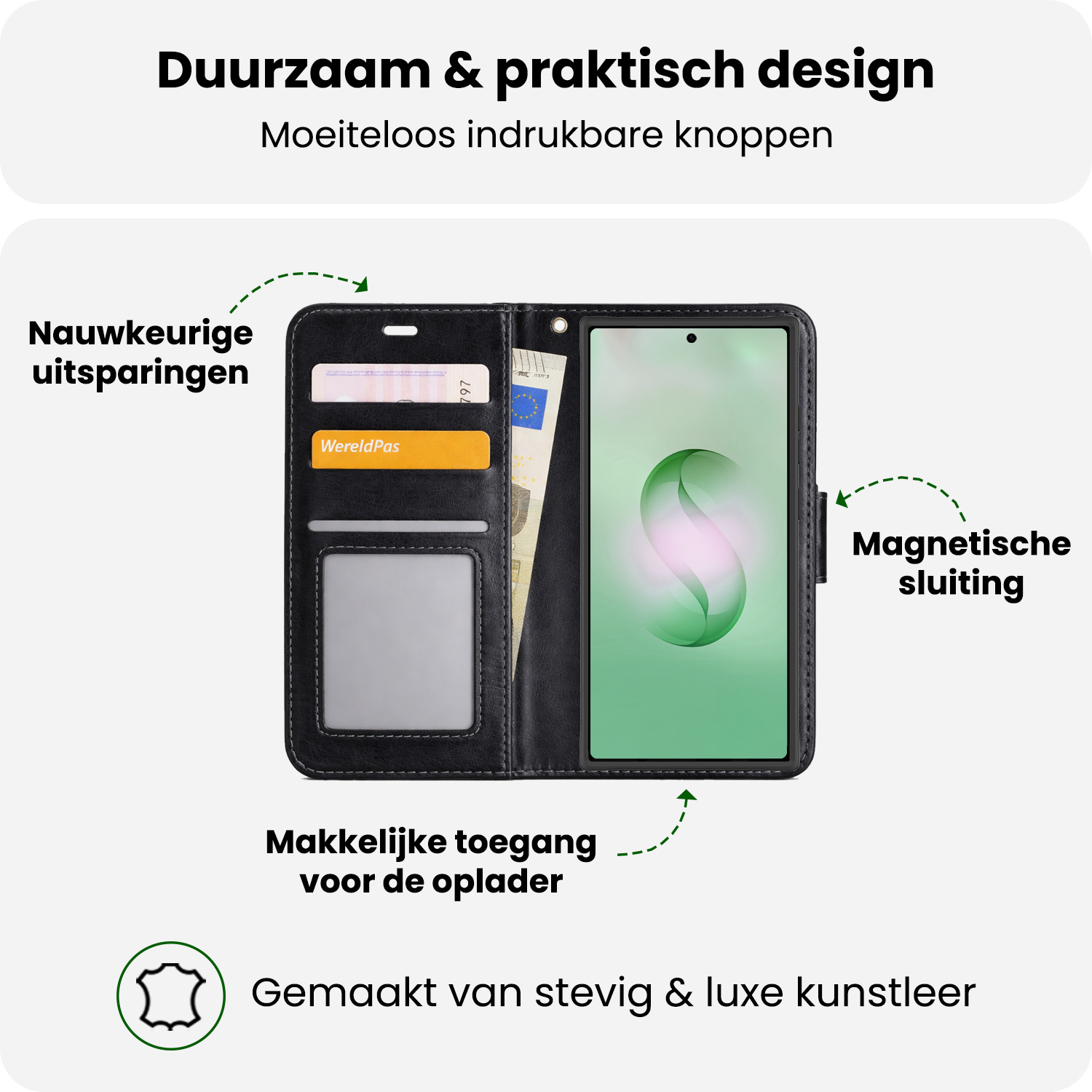 BASEY. BASEY. Samsung Galaxy S26 Ultra Hoesje Bookcase Met 2x Screenprotector - Zwart