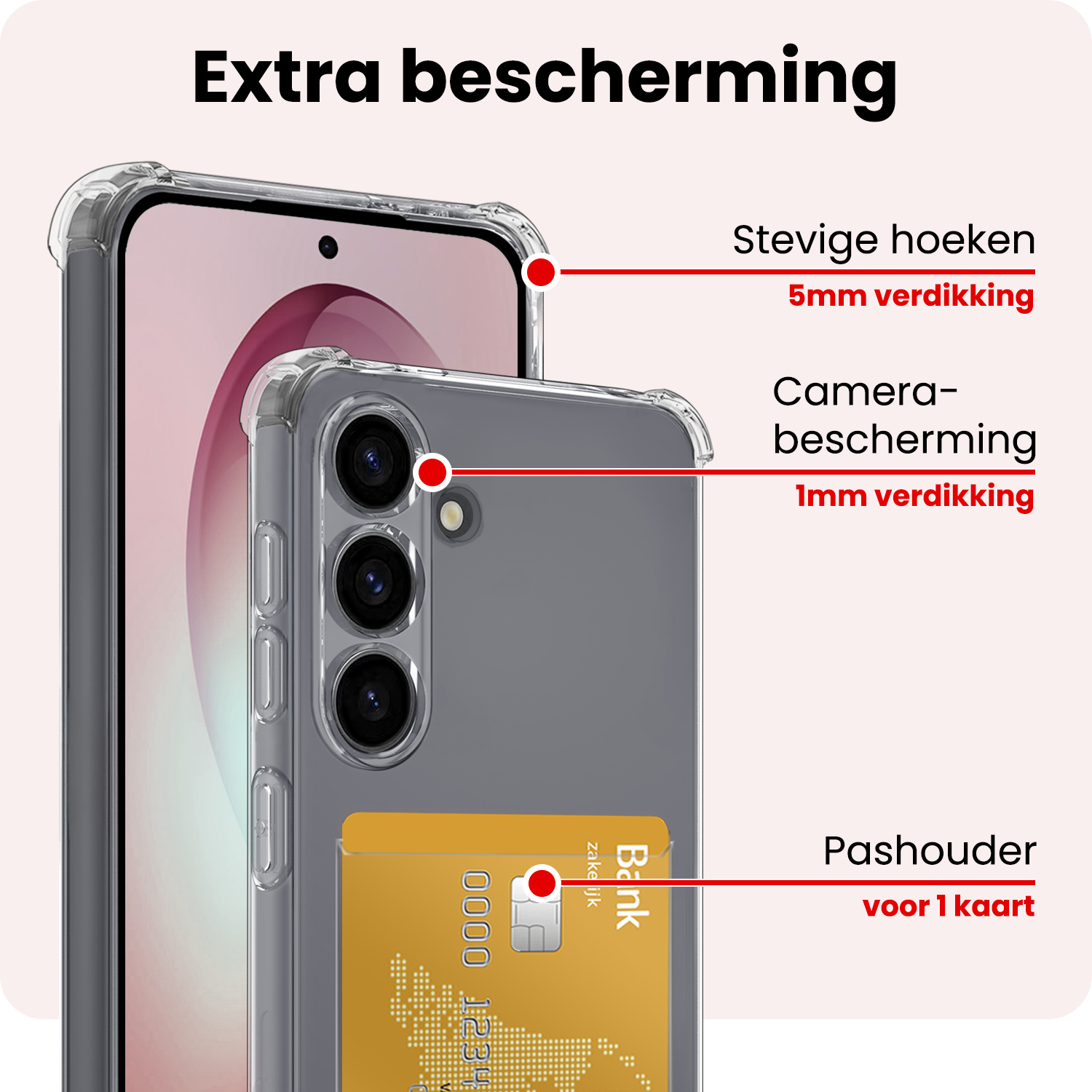 NoXx NoXx Samsung Galaxy S26 Hoesje Pashouder Met Screenprotector