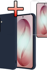 NoXx NoXx Samsung Galaxy S26 Hoesje Siliconen Met Screenprotector - Donkerblauw