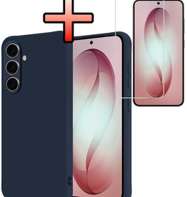 NoXx NoXx Samsung Galaxy S26 Hoesje Siliconen Met Screenprotector - Donkerblauw