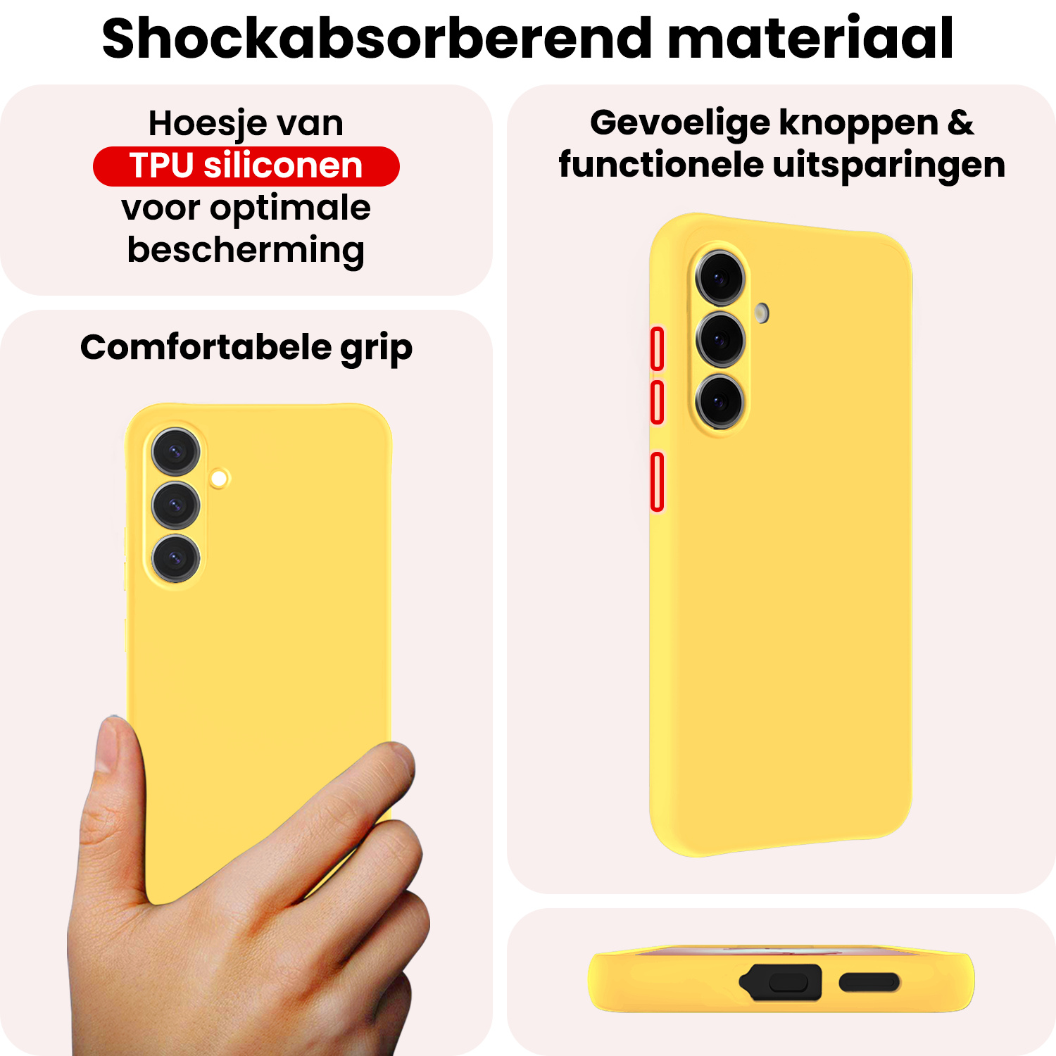 NoXx NoXx Samsung Galaxy S26 Hoesje Siliconen Met Screenprotector - Geel