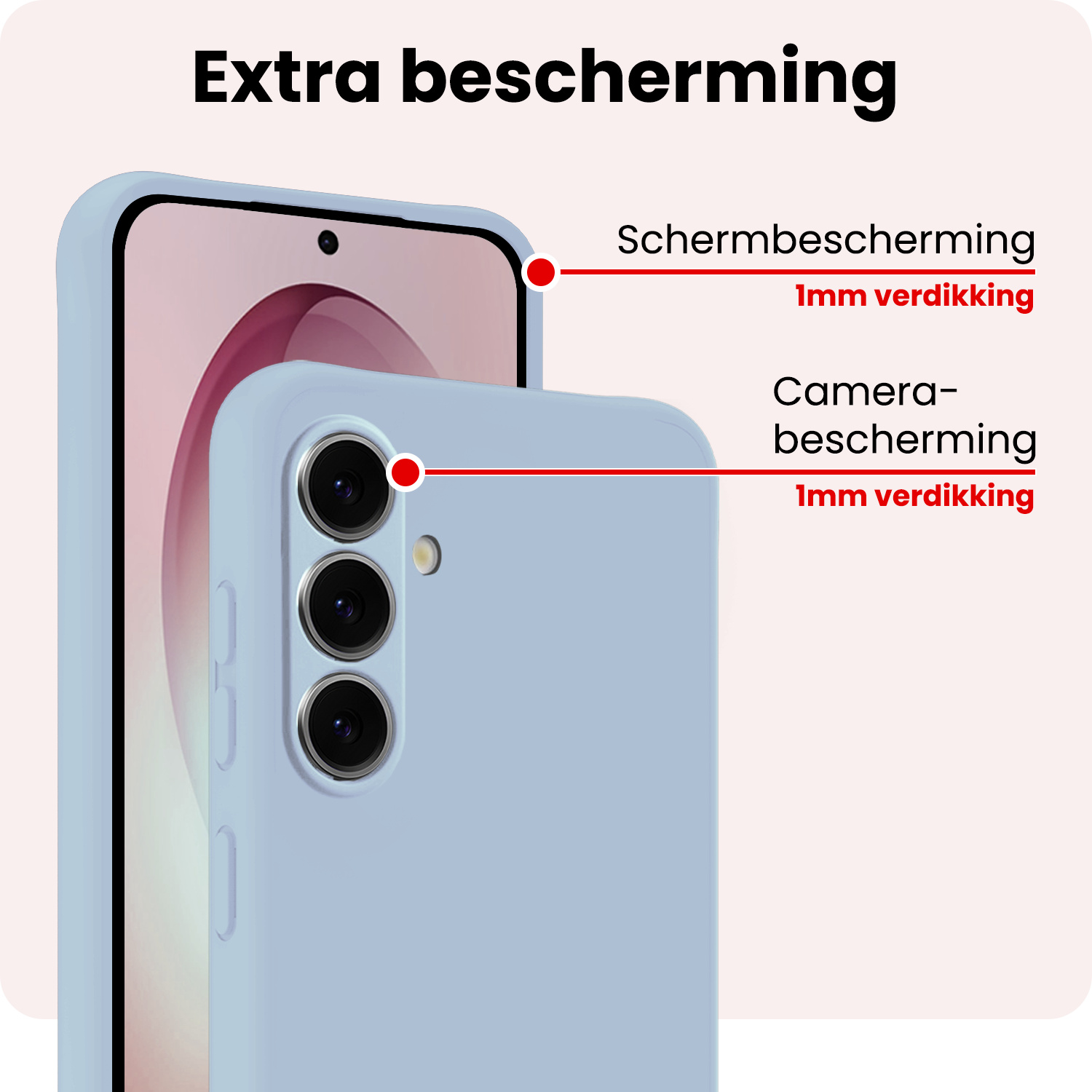 NoXx NoXx Samsung Galaxy S26 Hoesje Siliconen Met Screenprotector - Lichtblauw