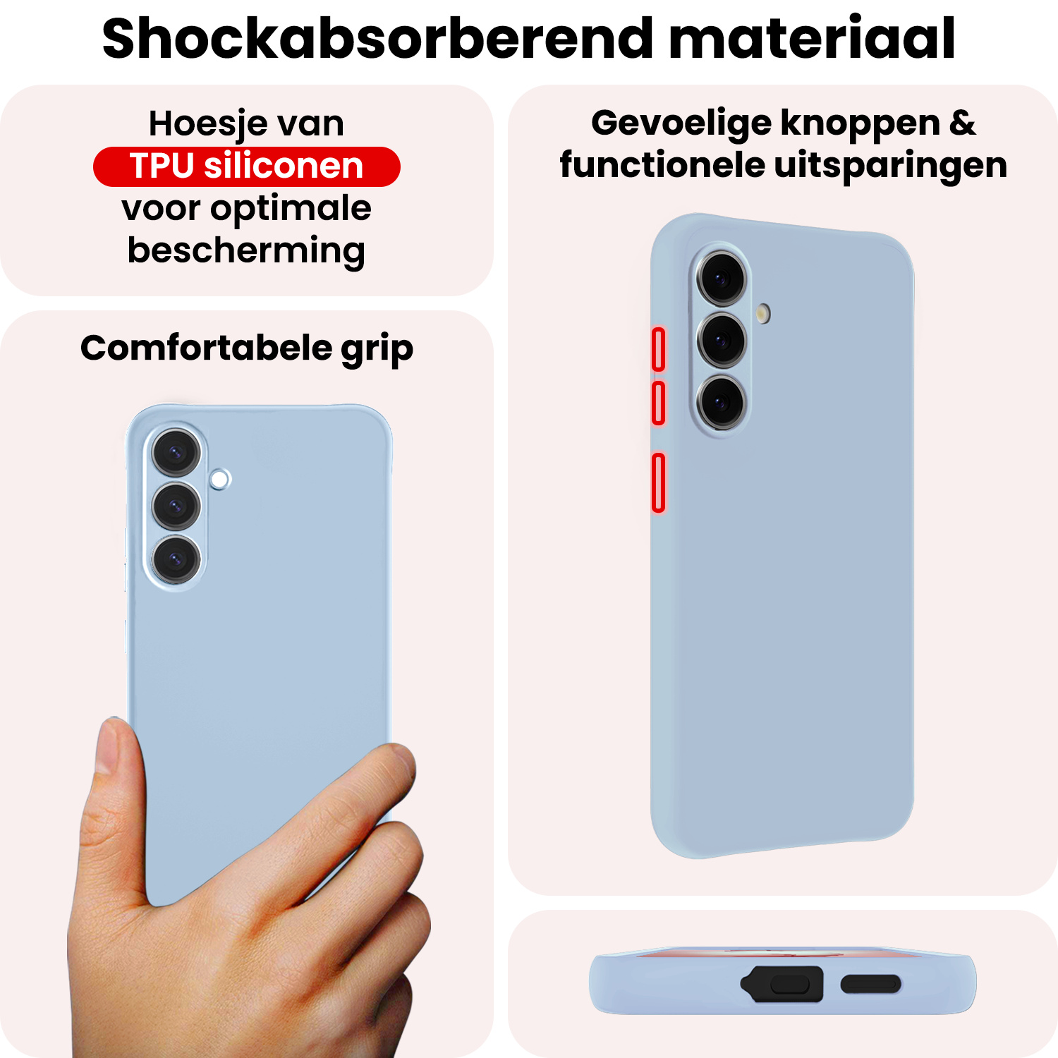 NoXx NoXx Samsung Galaxy S26 Hoesje Siliconen Met Screenprotector - Lichtblauw