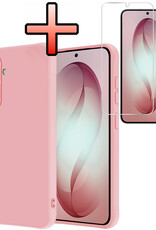 NoXx NoXx Samsung Galaxy S26 Hoesje Siliconen Met Screenprotector - Lichtroze