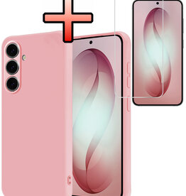 NoXx NoXx Samsung Galaxy S26 Hoesje Siliconen Met Screenprotector - Lichtroze