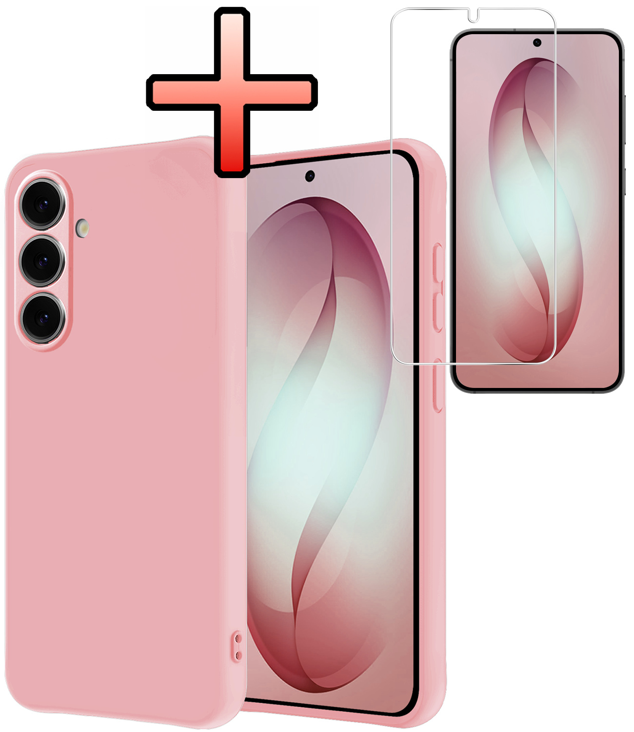 NoXx NoXx Samsung Galaxy S26 Hoesje Siliconen Met Screenprotector - Lichtroze