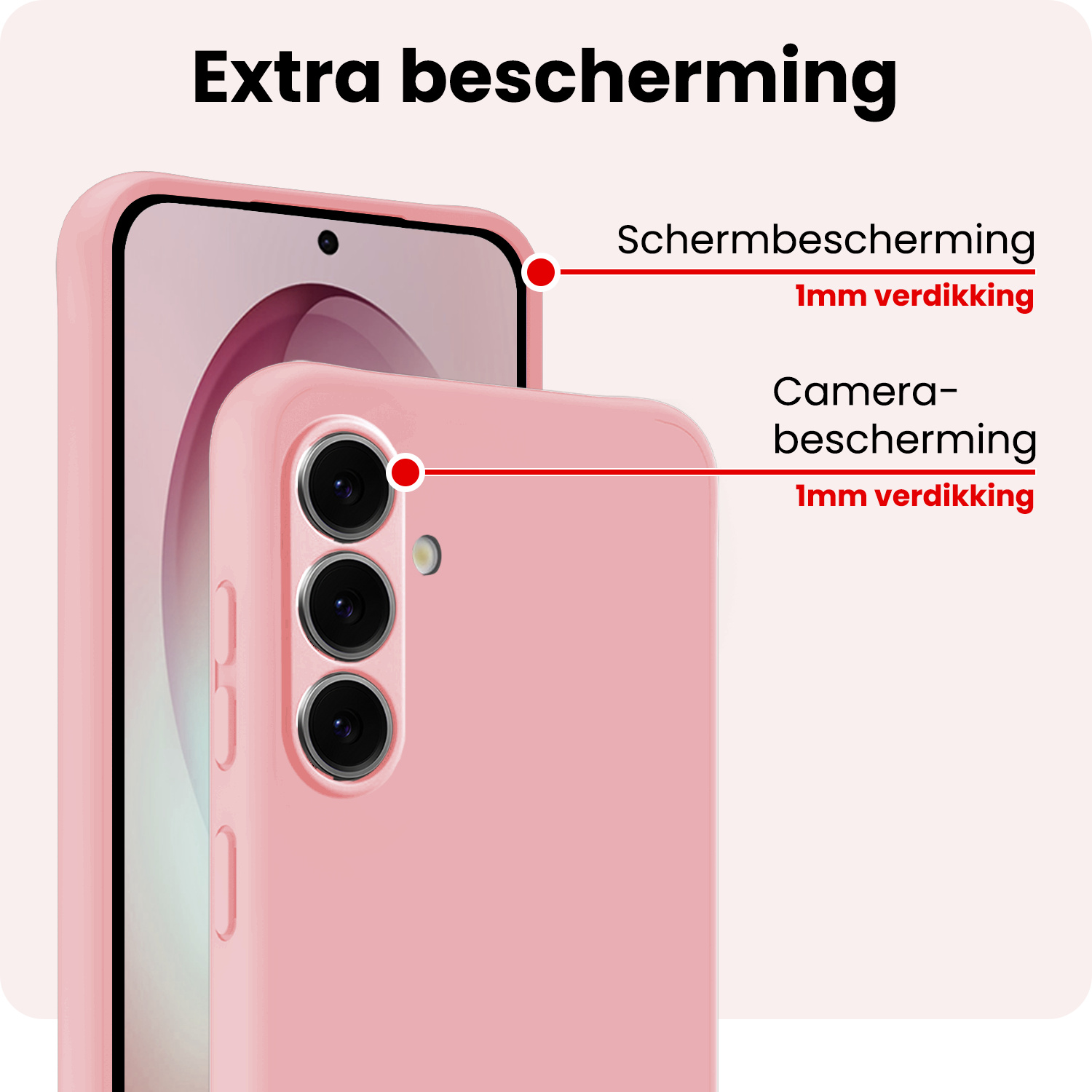 NoXx NoXx Samsung Galaxy S26 Hoesje Siliconen Met Screenprotector - Lichtroze